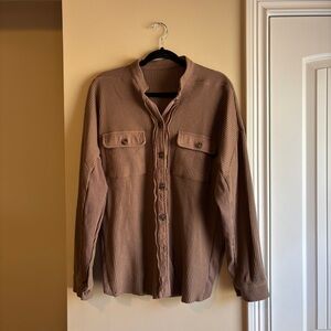 Nwt brown waffle knit buttondown